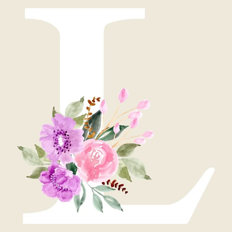 Lettre l floral violet