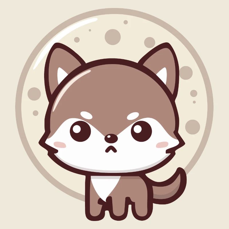 Mondgeist: Chibi-Wolf mit Vollmond