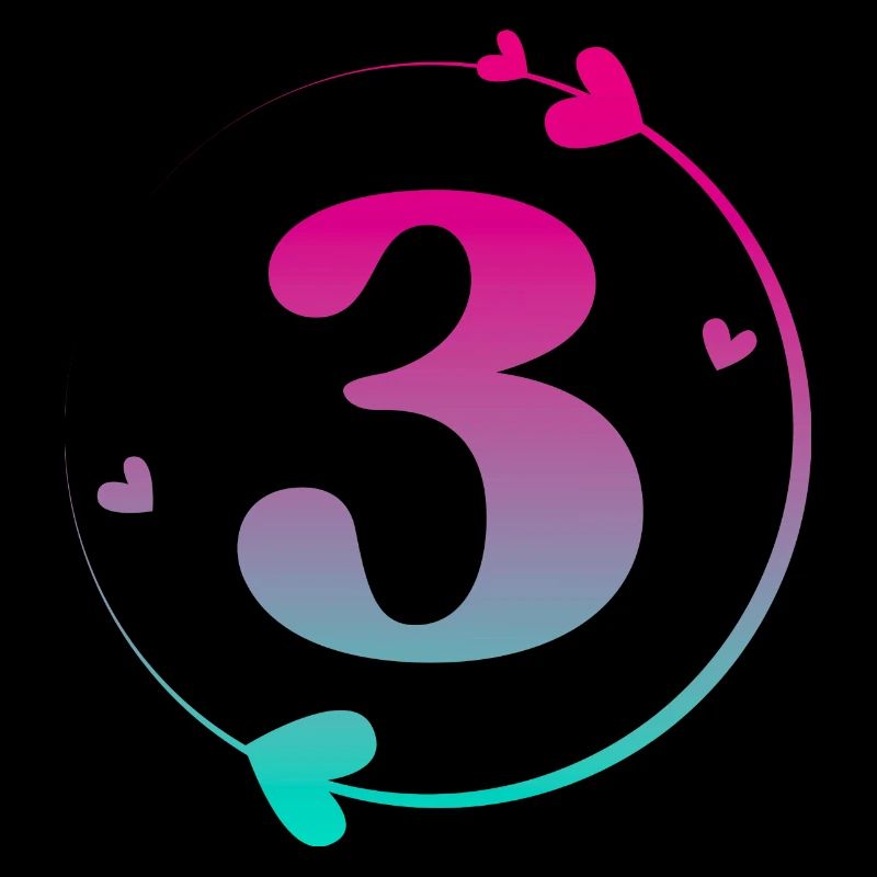 3rd Birthday Colorful Heart Circle
