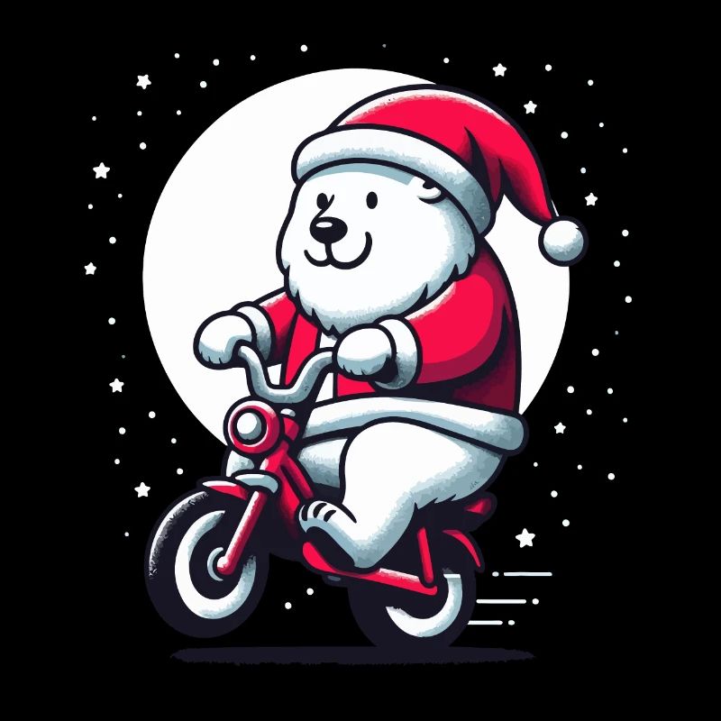 Ours Polaire de noël à vélo