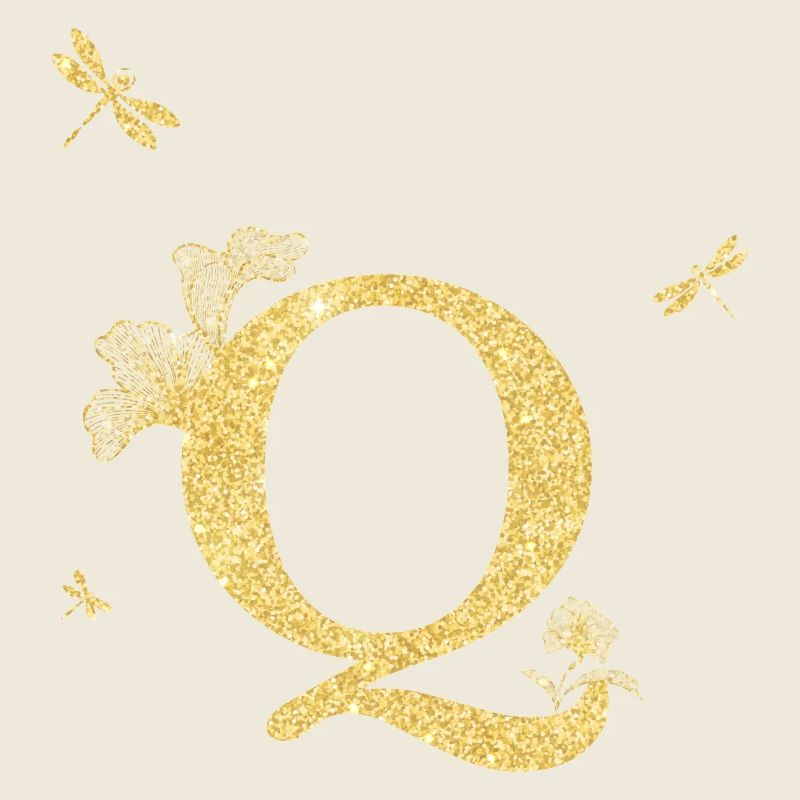 Lettre q paillettes doré libellule - idée cadeau