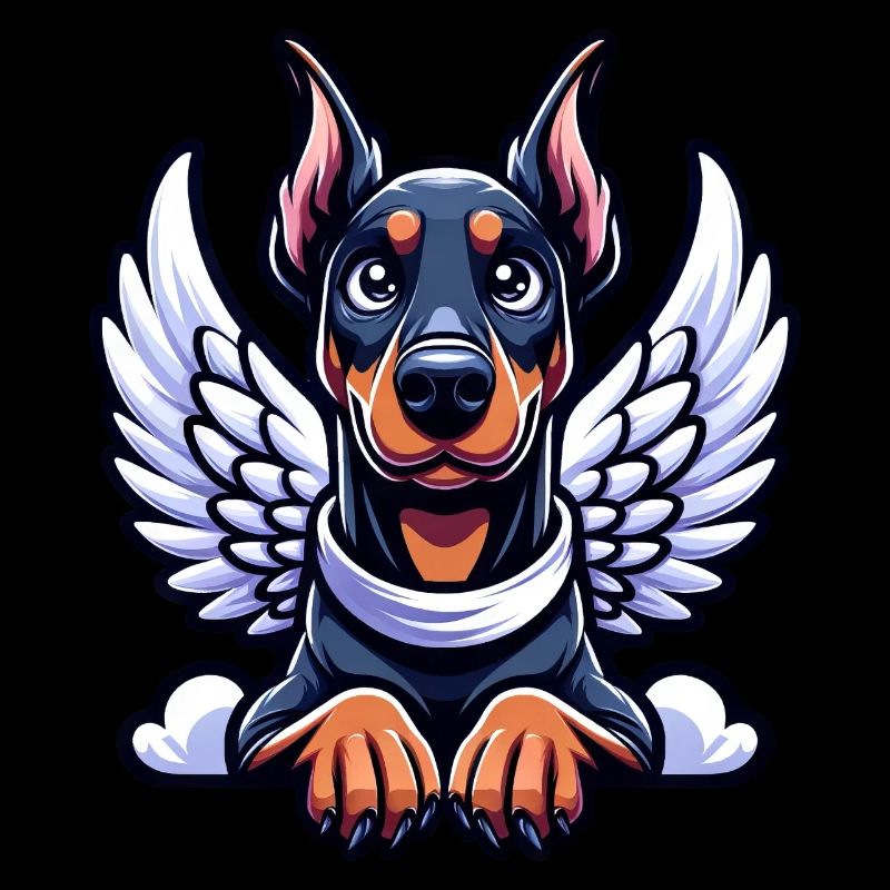 Dobermann mit Engelsflügeln - Ein himmlisches
