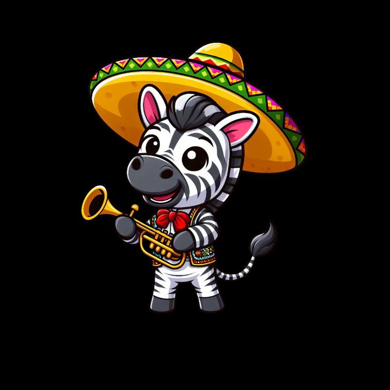 Cinco de Mayo Zebra: Trumpeter in Black and White
