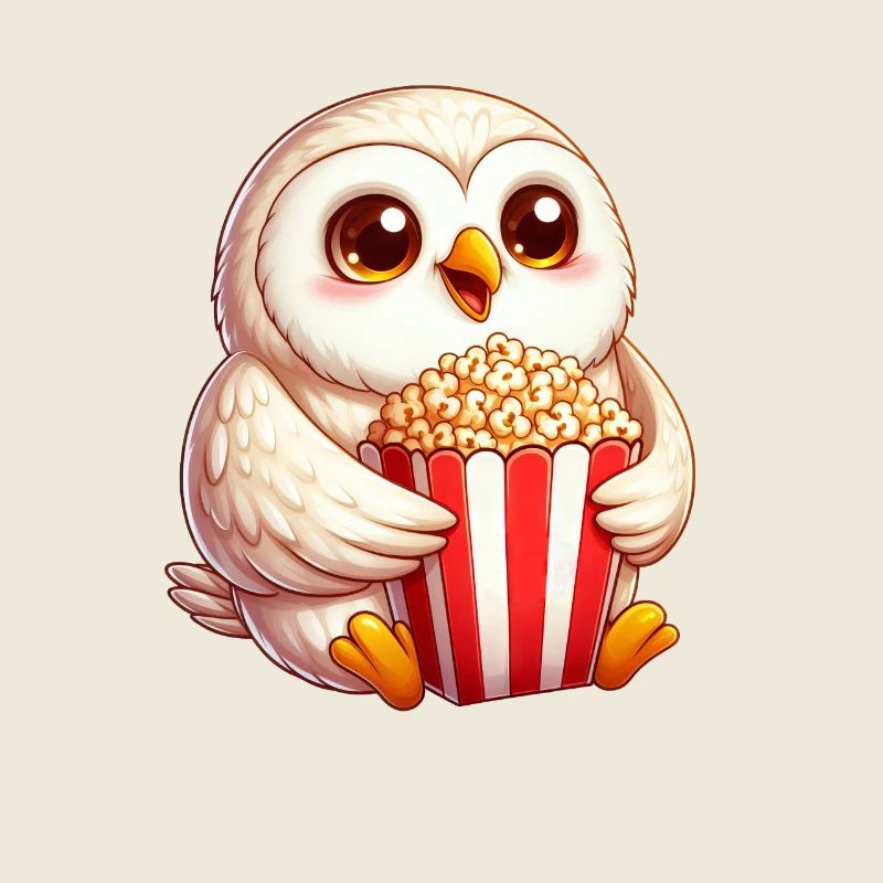 Weise Schneeeule Popcorn Kinoabend
