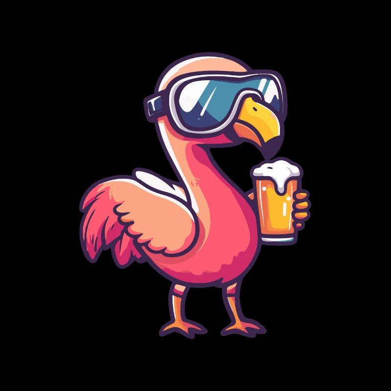 Flamingo Apres Ski Bier Comic