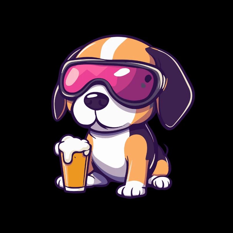 Beagle chien après-ski bière bande dessinée