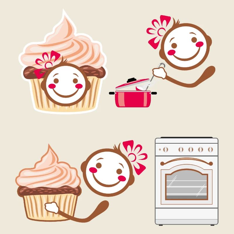 Lustig lächelnder Koch und Cupcake