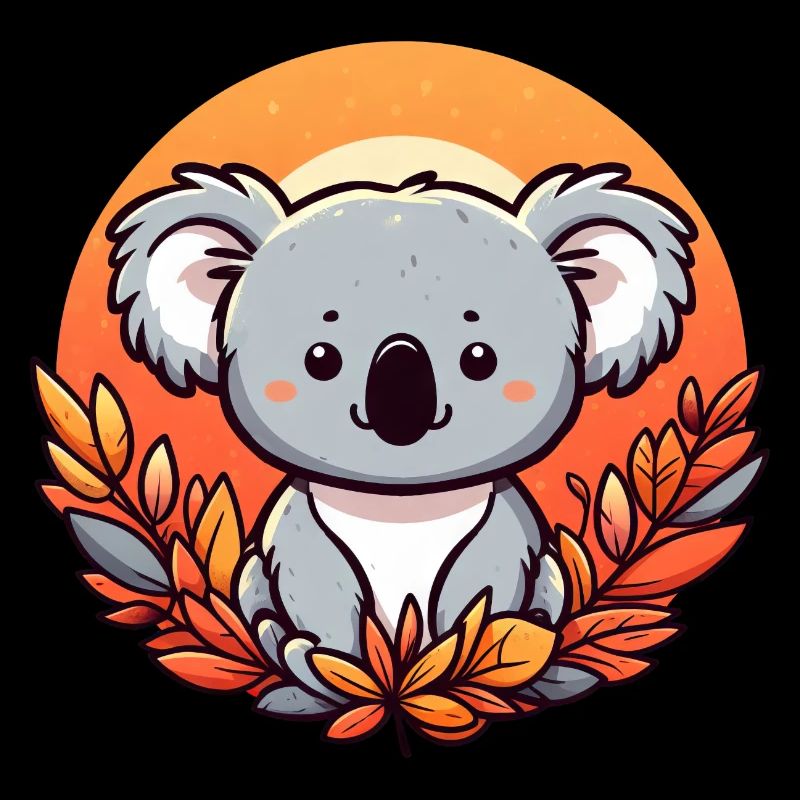Koala en automne Feuillage coloré feuilles