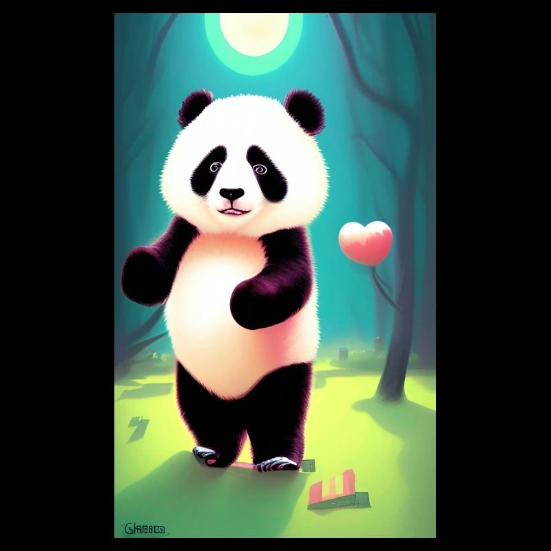 Panda cool portrait dessin gros plan cool doux