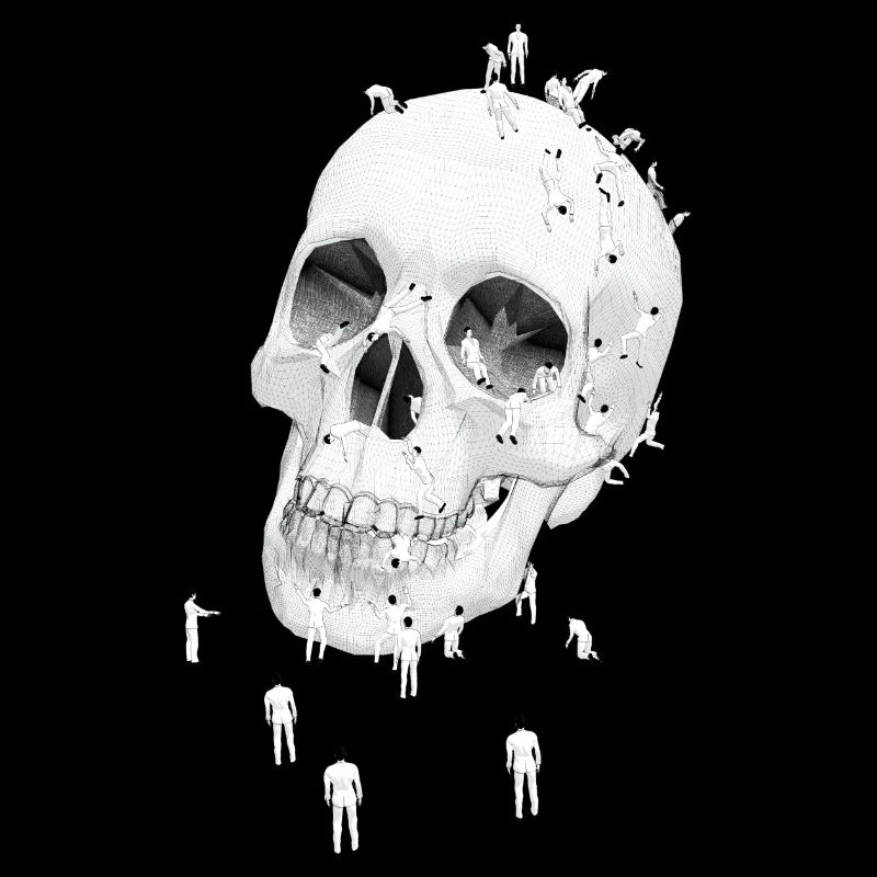 Maggots and skull