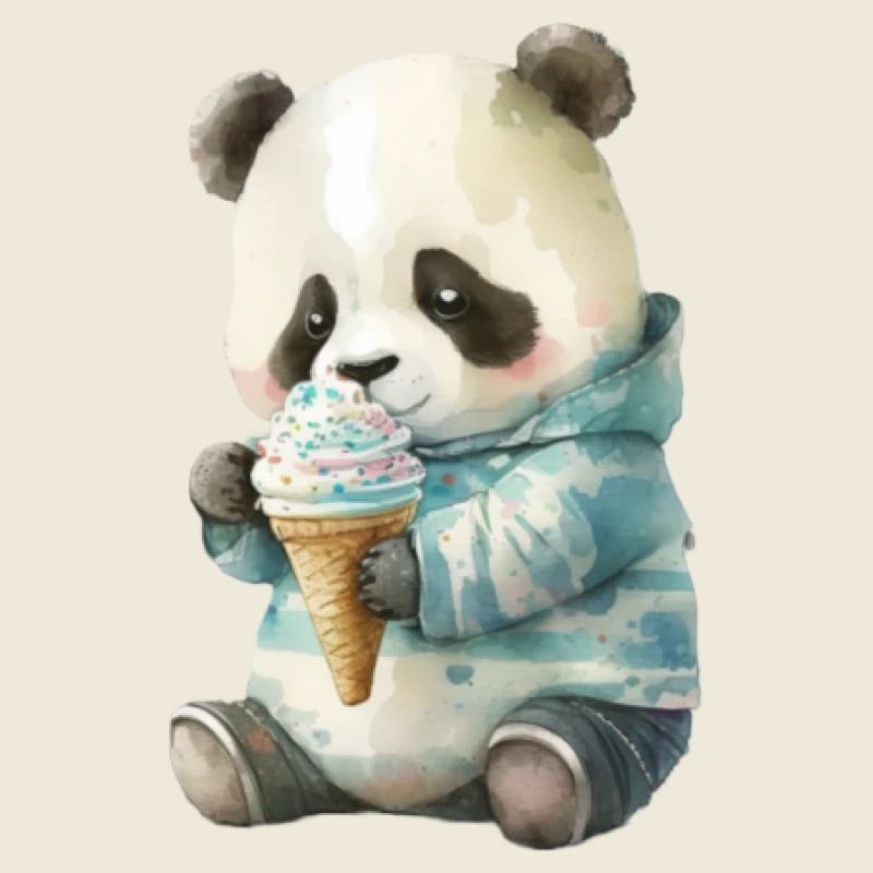 Panda - manger de la crème glacée
