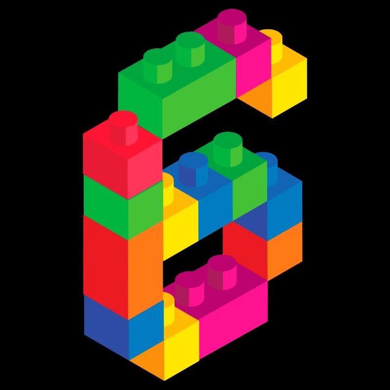 Cute Block Building 6th Birthday Gift 6 Year Old
