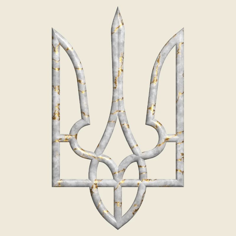 Ukraine Coat of Arms Gyrfalcon Trident Trident Marble 2