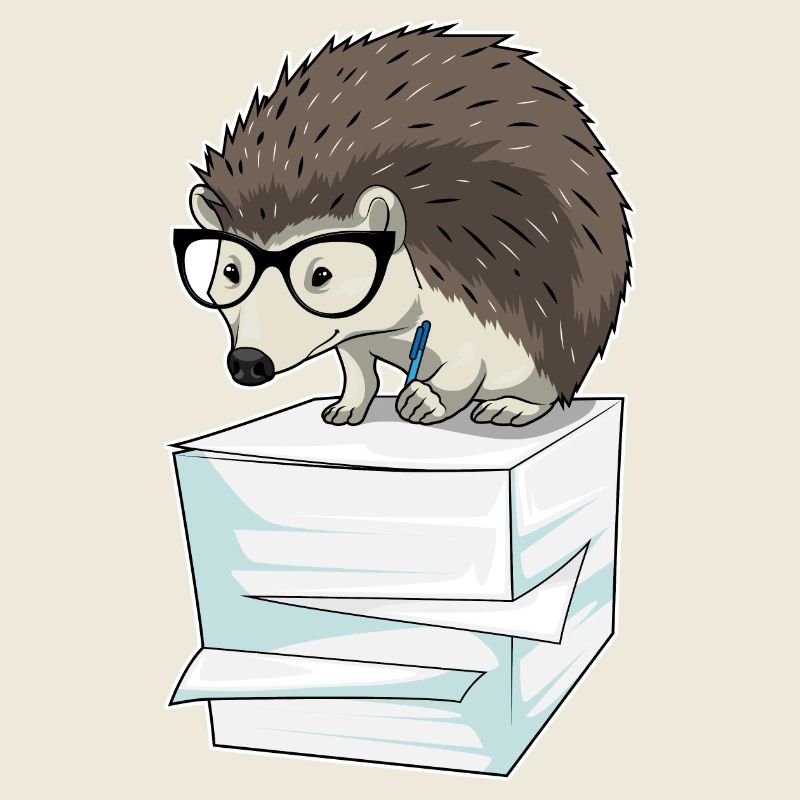 Hedgehog secretary stack of papers