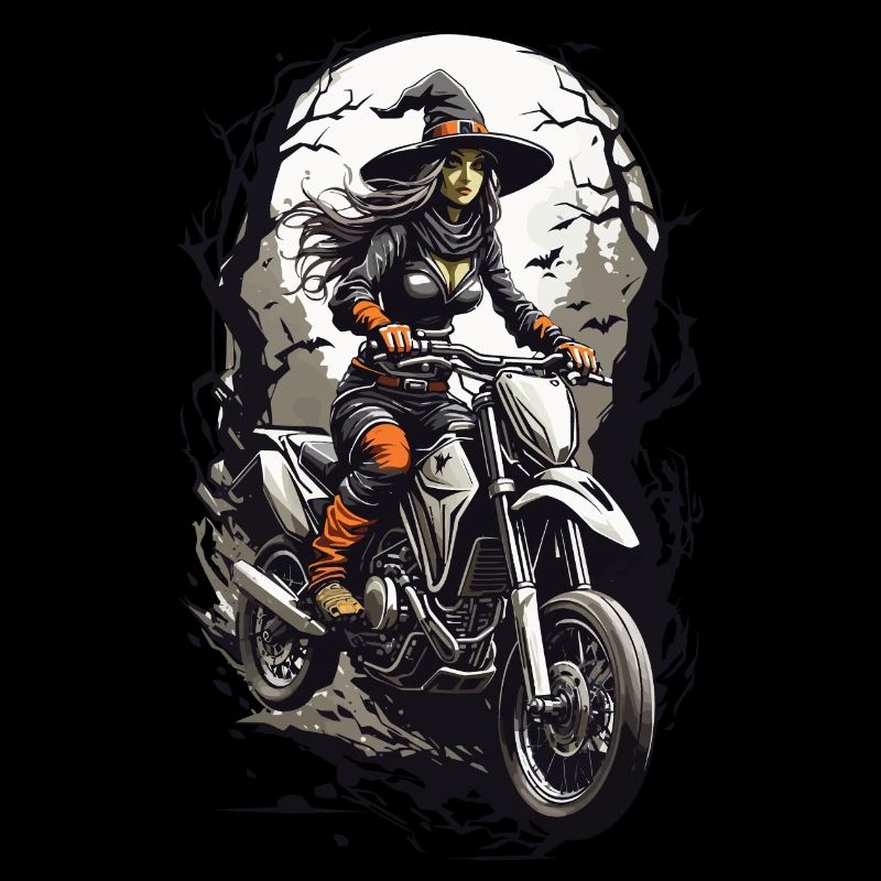 Coole Hexen Biker Motorrad Halloween auf Rädern