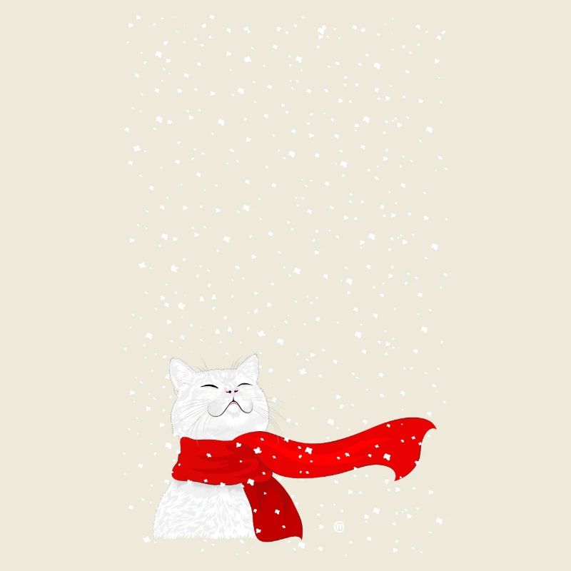 Chat blanc dans une tempête de neige