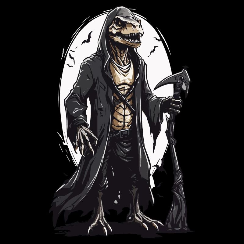 Lizards Mage Grim Reaper Halloween Design