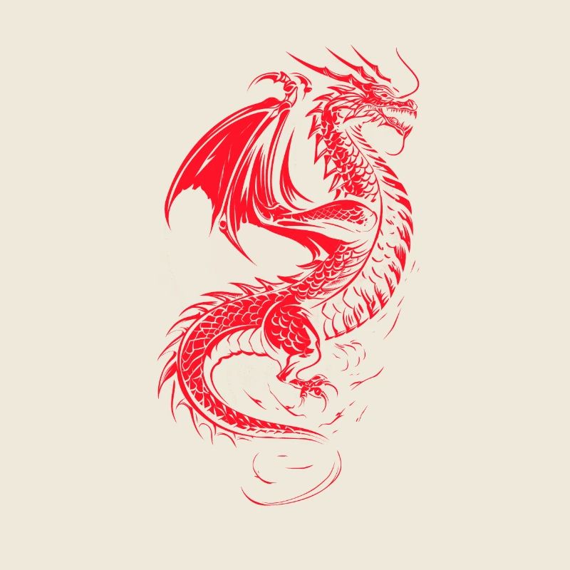 Dragon rouge rampant