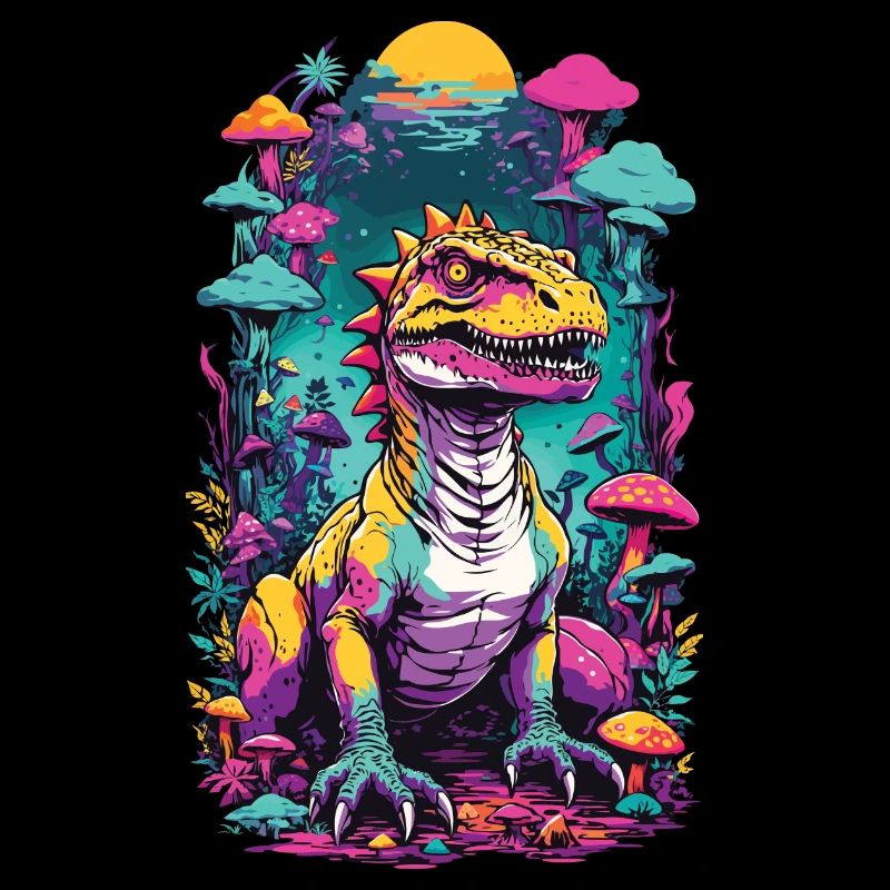 Champignon psychédélique Dino esthétique Festival Design