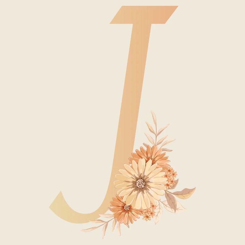Buchstabe J mit Blumen
