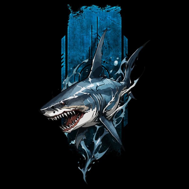 Grimmiges Hai-Design: Tiefblauer Räuber