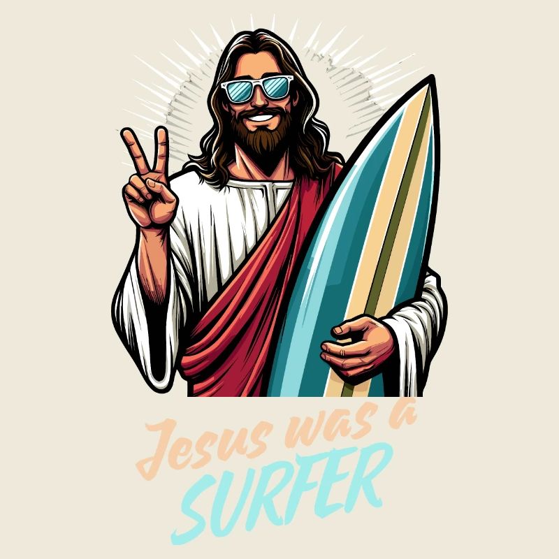 Surfeur Surfer Jésus Vacances Cool