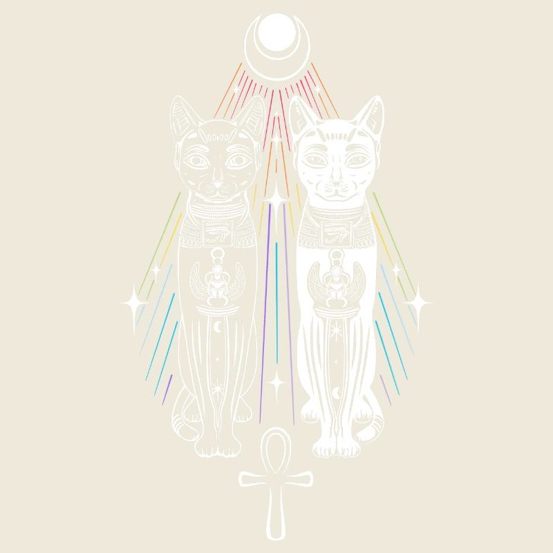 Deux Chats Bastet Dualité Ankh Chat Déesse