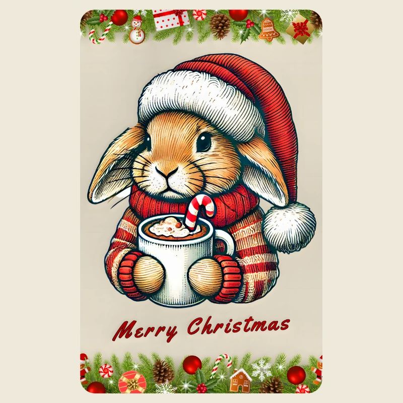 Lapin de Noël avec chocolat chaud