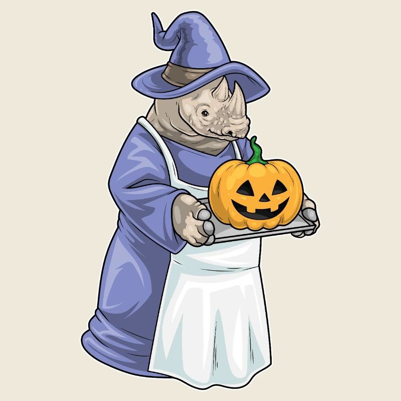 Nashorn Halloween Hexe Bäcker