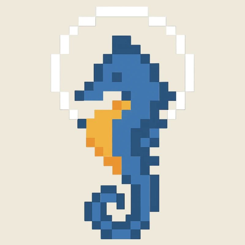 Seepferdchen Pixel Blau