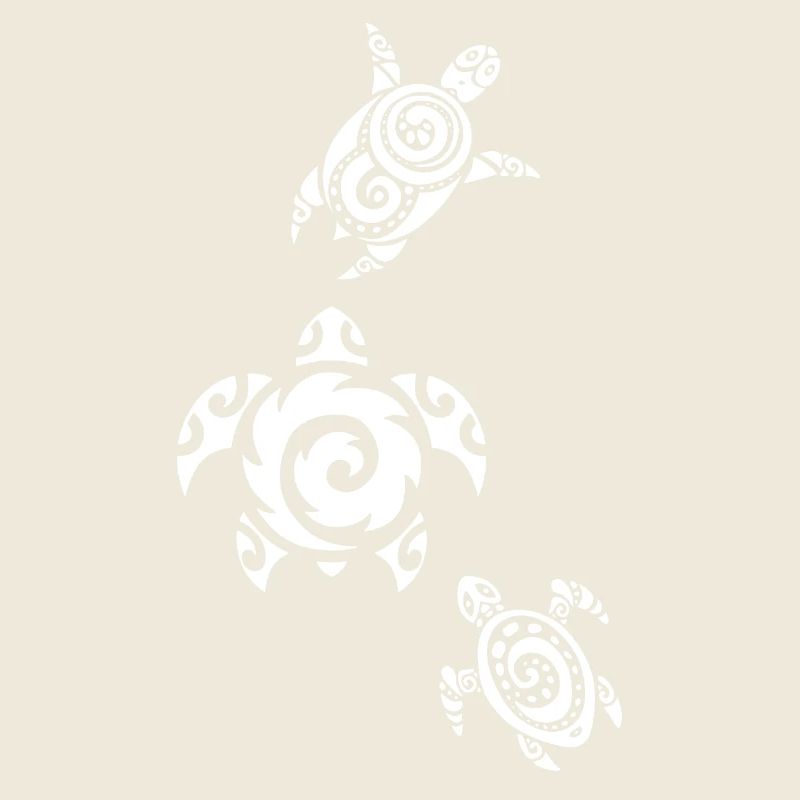 Three white sea turtles