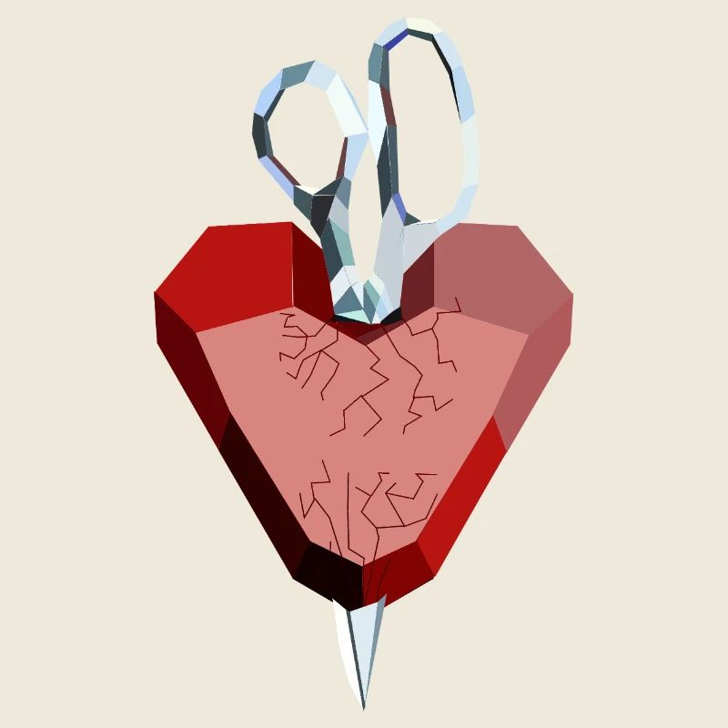 Broken heart of ruby and diamond