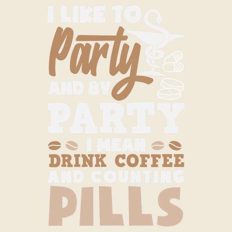 Fête, boisson, café, comptage les pilules, pharmacien