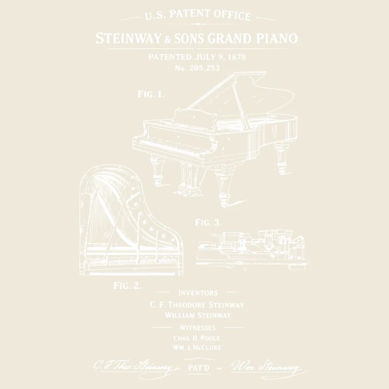 Plan de piano breveté vintage