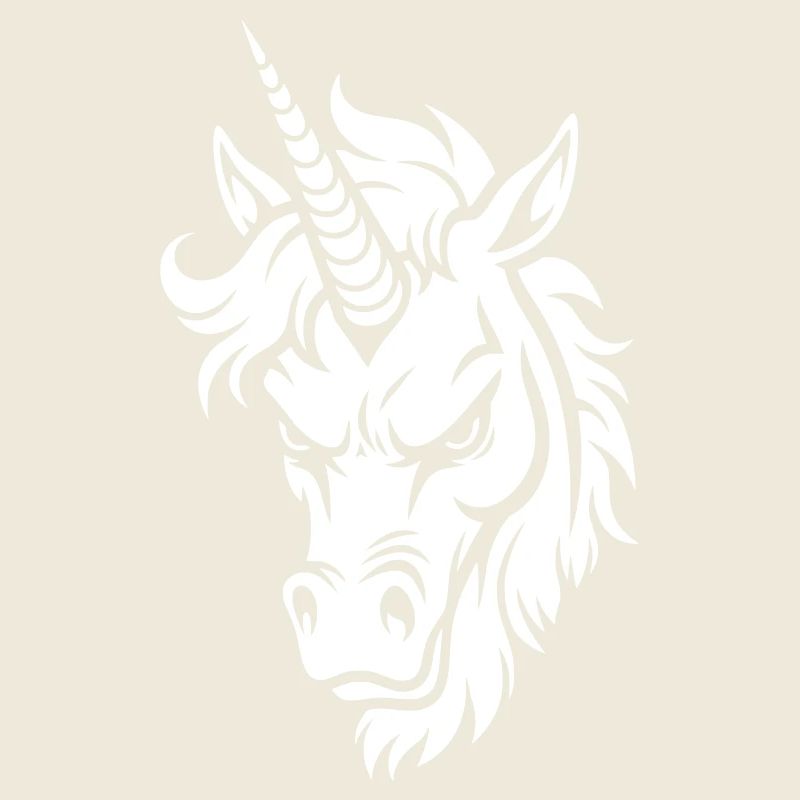 Evil Unicorn – Unicorn Head Black & White
