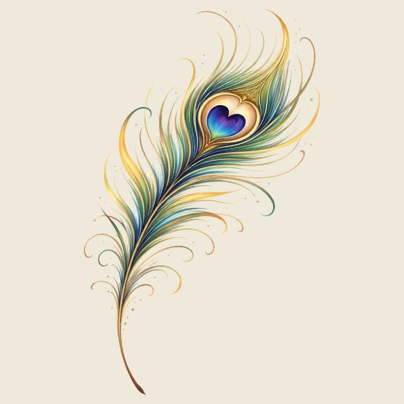 Peacock Feather Heart Boho Yoga Gift