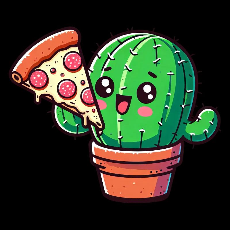 Bande dessinée mignonne Cactus Pizza