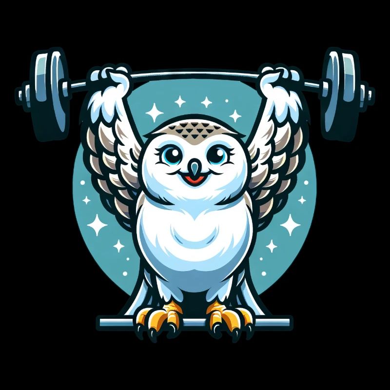 Eule als Gewichtheber: Barbell Workout