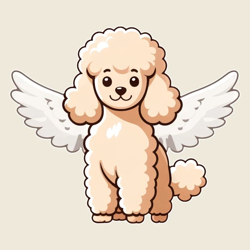 Chien caniche mignon avec des ailes d’ange dessin animé