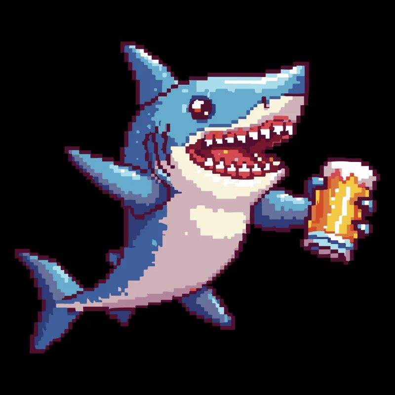 Requin bière pixel
