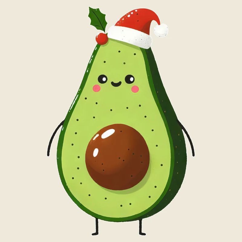 Christmas Avocado Santa Claus Mistletoe