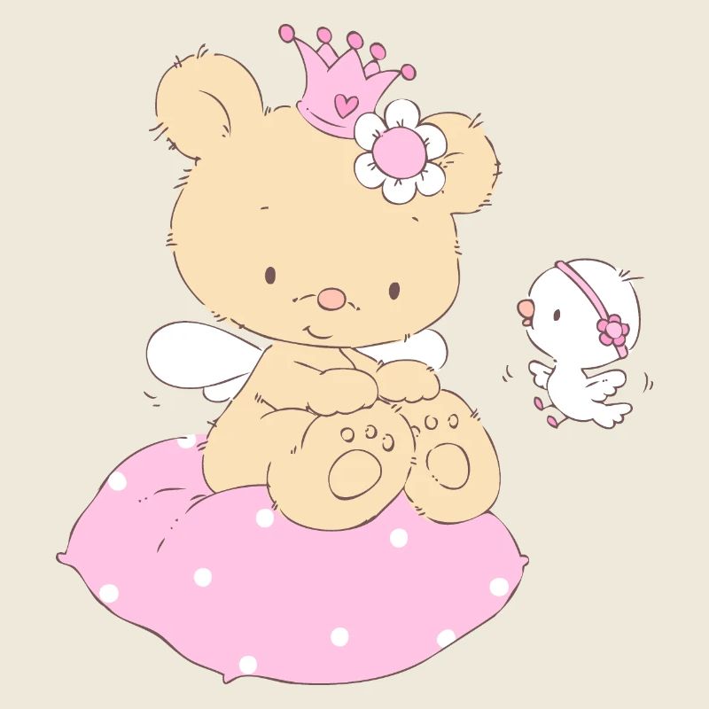 Bear princess on cushion