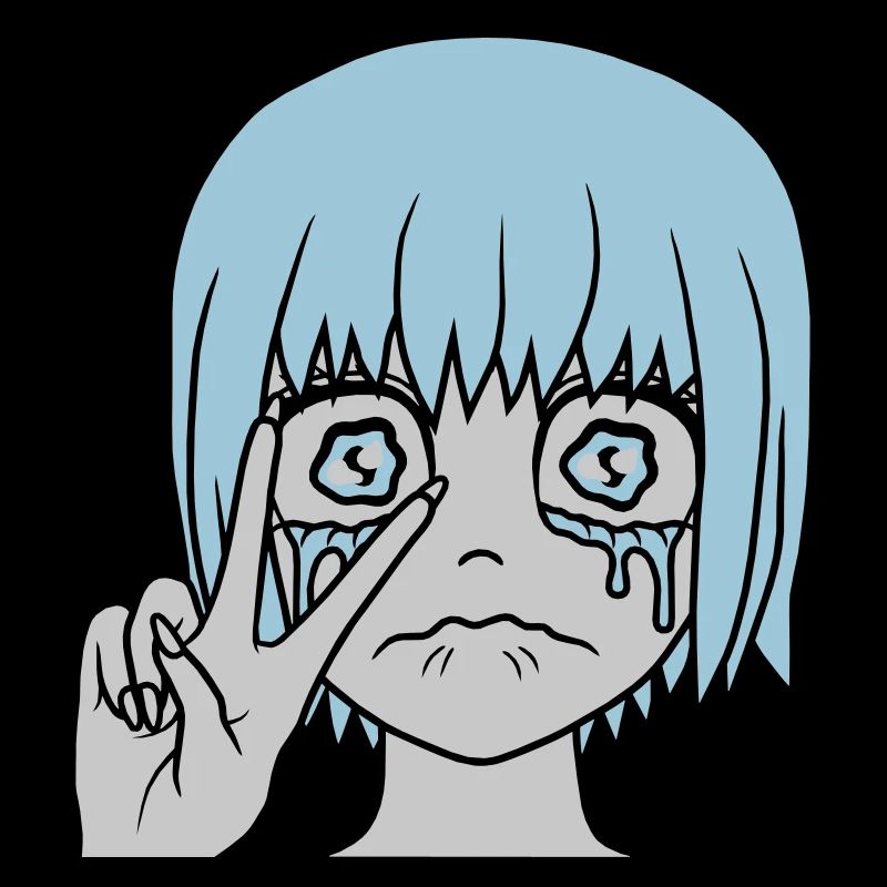 Victory Handzeichen weinendes Mädchen