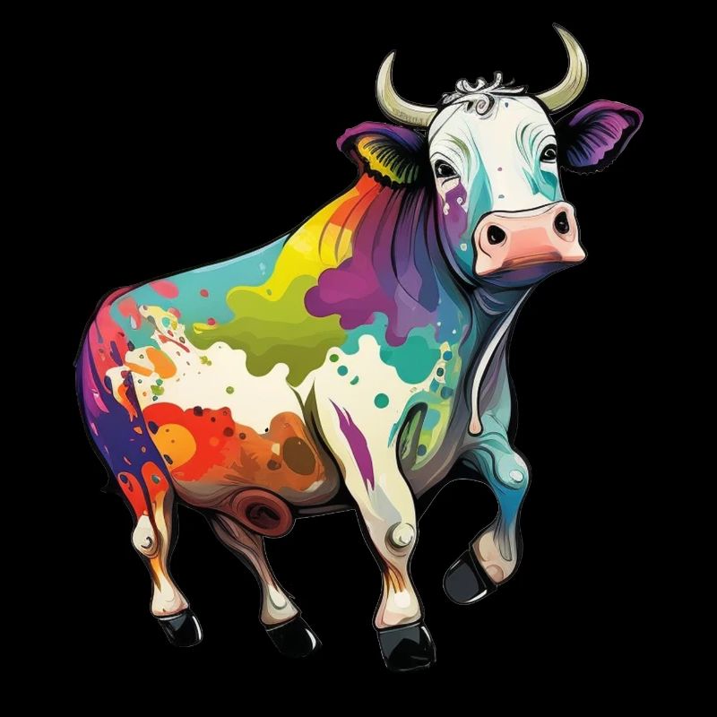 Cow Drawing Rainbow