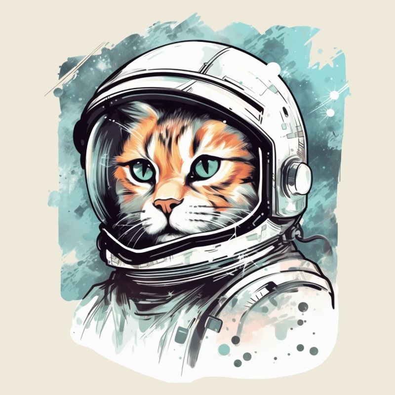 Space Cat Vintage Dessin