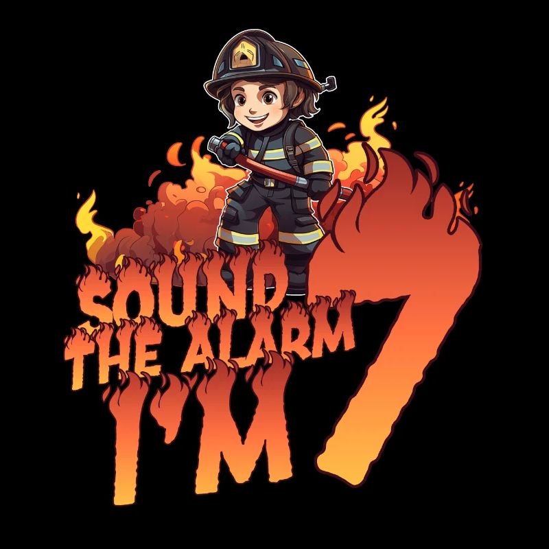 Kids Firefighter 7 Year Old Birthday Boy Theme