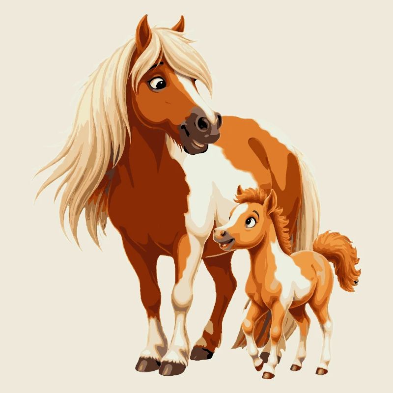 Shetland pony with foal