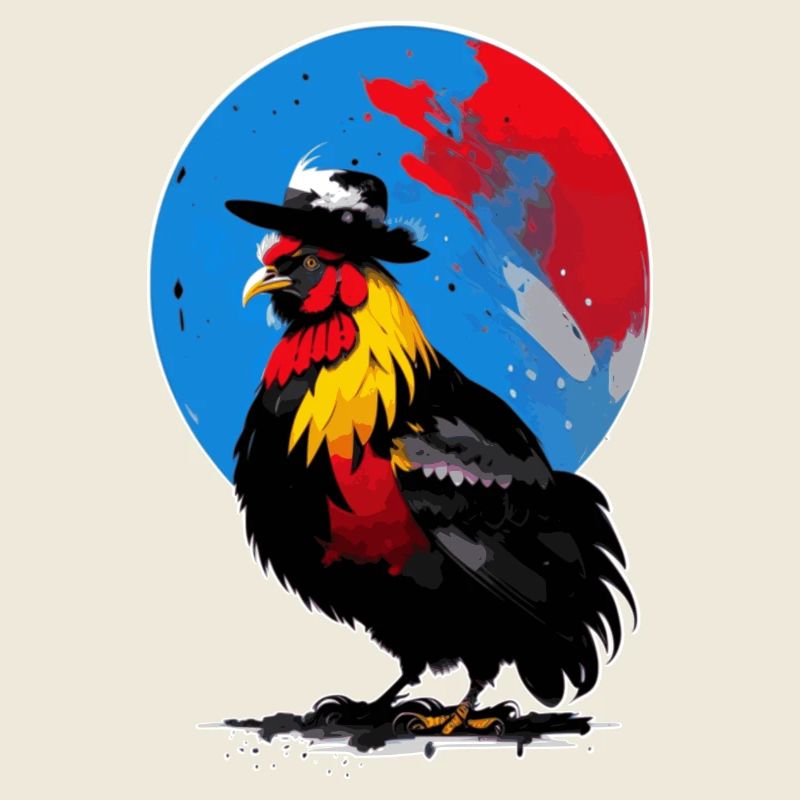 Coq avec chapeau