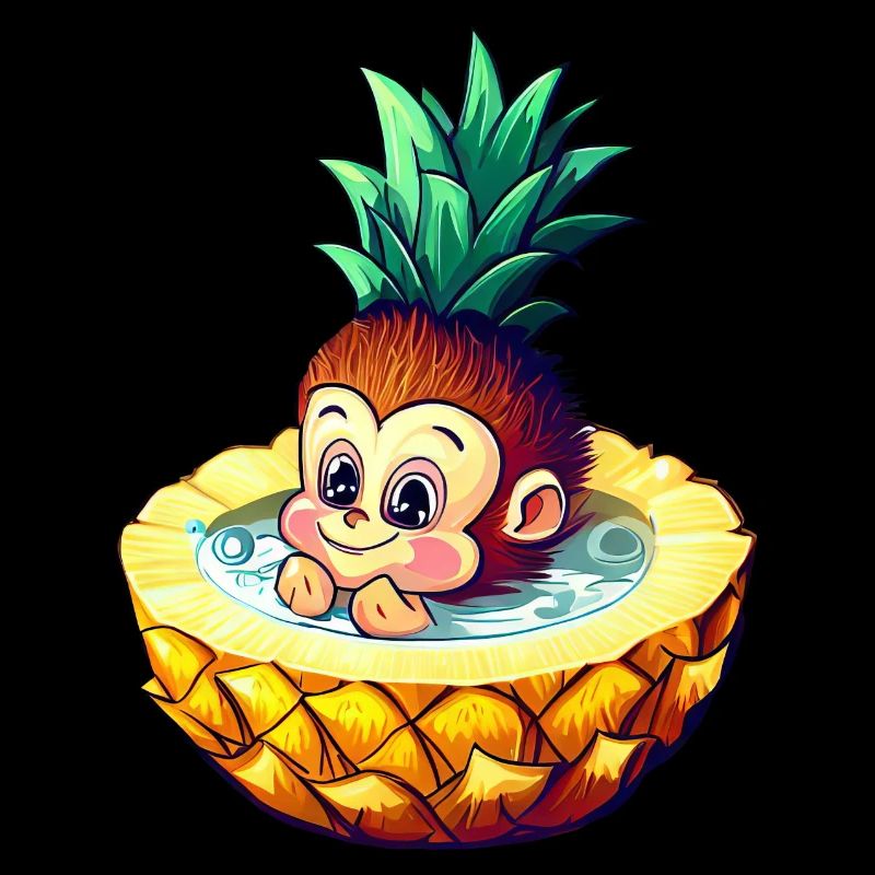 Monkey and pineapple: summer bathing fun design