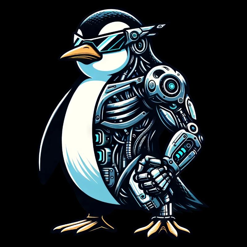 Robot cyborg pingouin